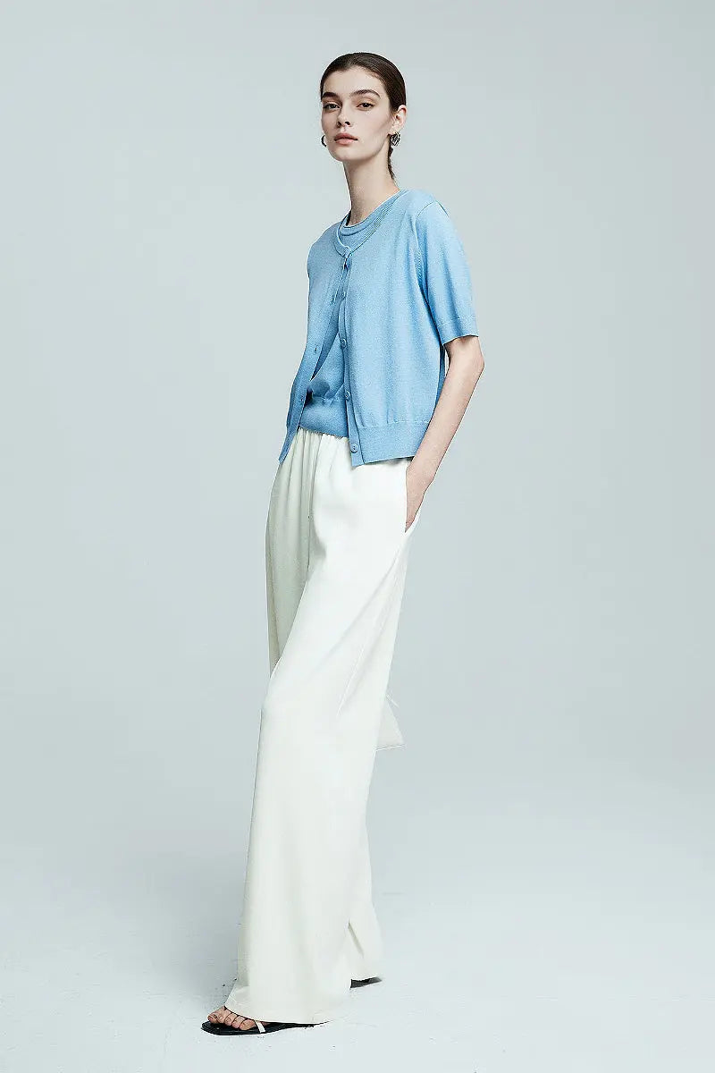 White Pull-On Wrinkle-Free Cooling Puddle Pants