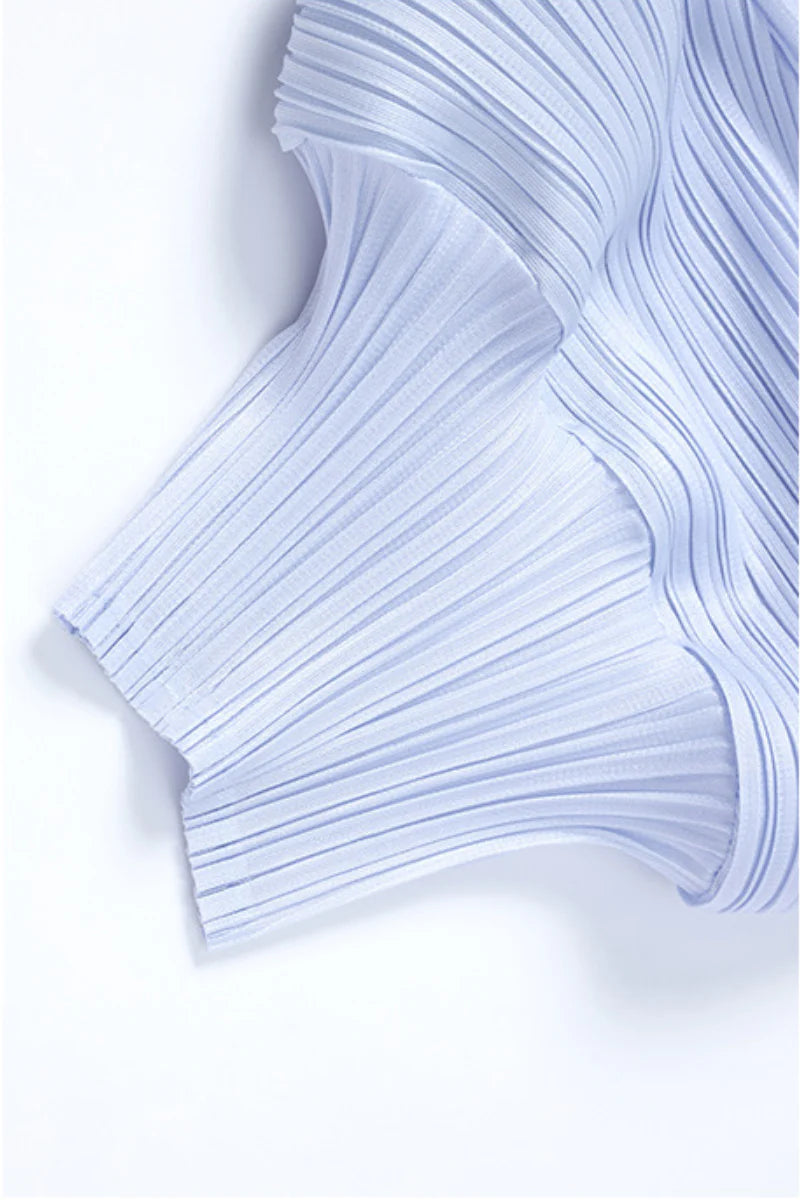 Designer Inspired Pleated Puff-Sleeve Top