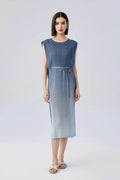 Ombre Pleated Sleeveless Midi Dress