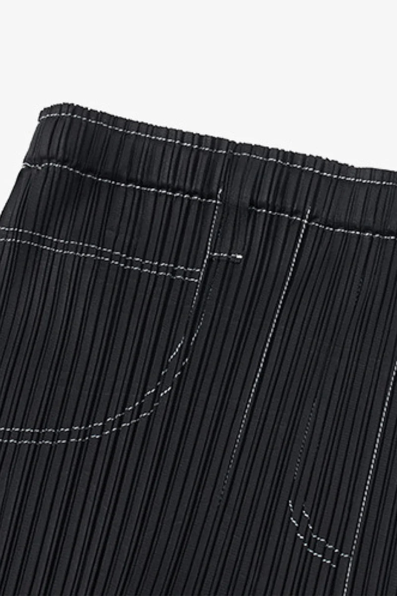 Designer Inspired Pleated Pull-On Midi Skirt
