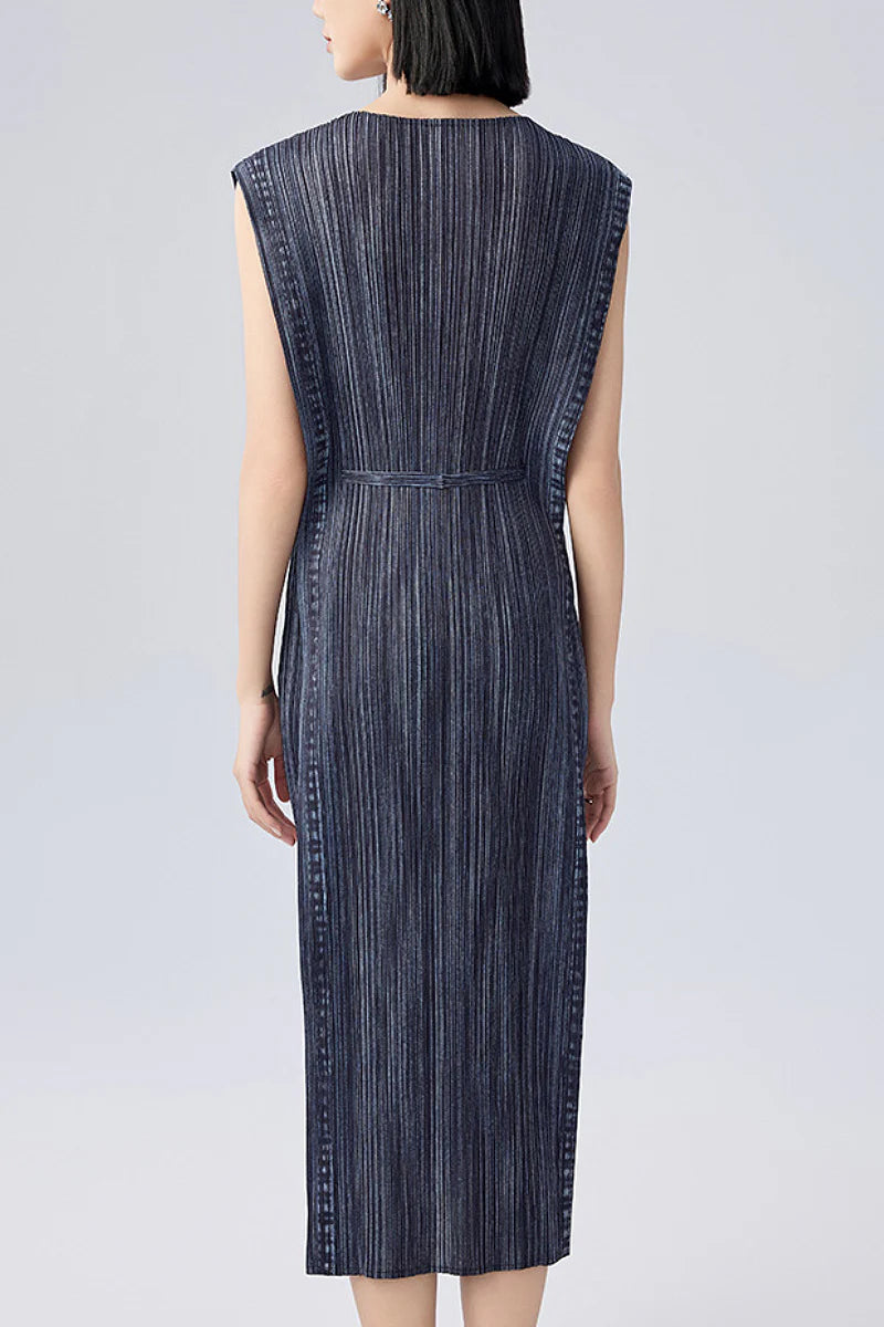 Designer Inspired Pleated Sleeveless Midi Dress