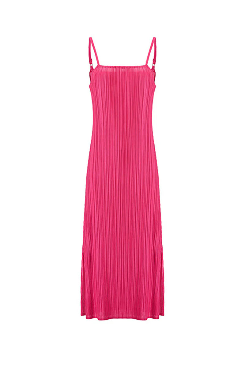 Designer Inspired Pleated Midi Slip Dress
