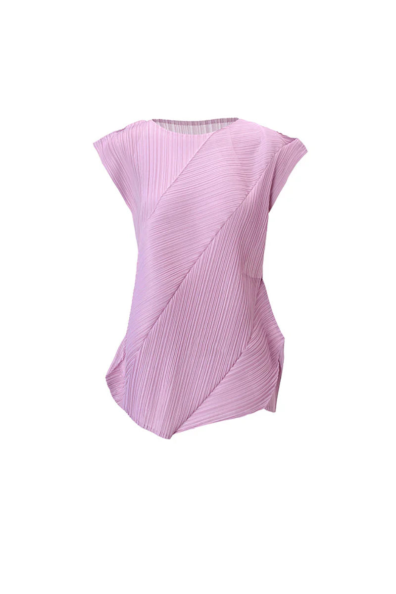 Designer Inspired Pleated Cap-Sleeve Top