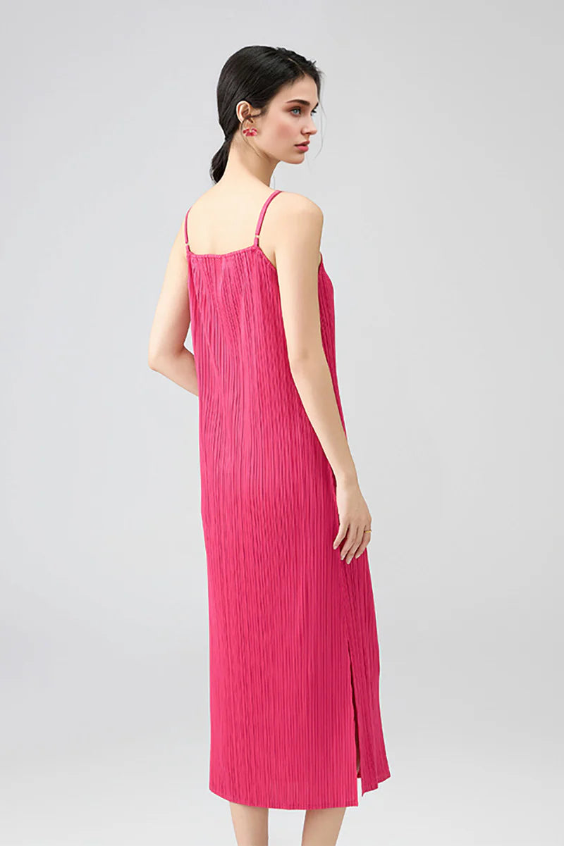 Designer Inspired Pleated Midi Slip Dress