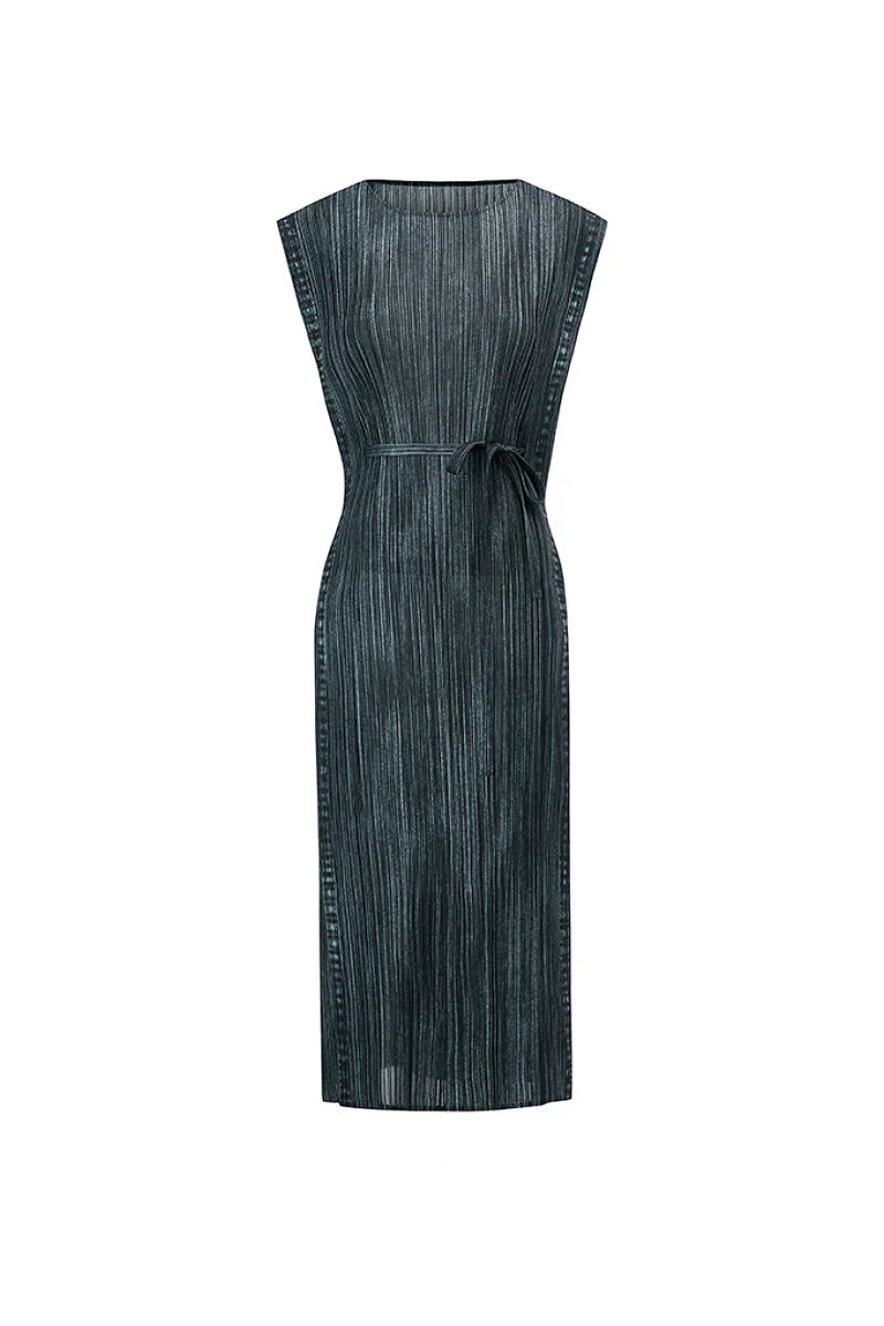 Designer Inspired Pleated Sleeveless Midi Dress